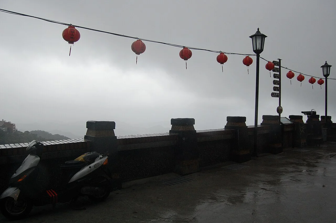 Railing and lanterns in Jiufen Old Street area