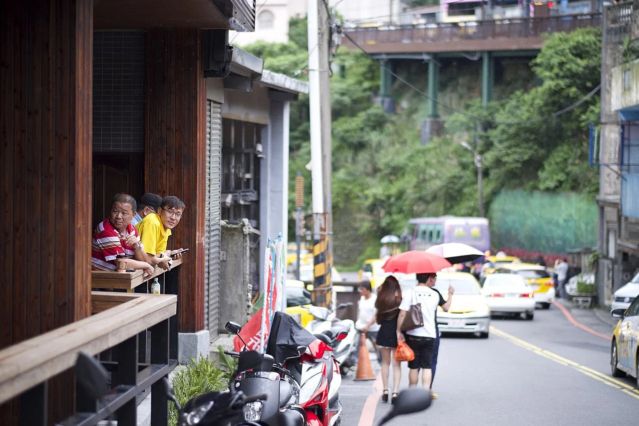 Buildings and sloping road in Jiufen